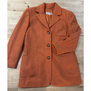 OMBRALUCE Vintage Women’s Mohair/wool Blend Orange Blazer Made In ITALY 42